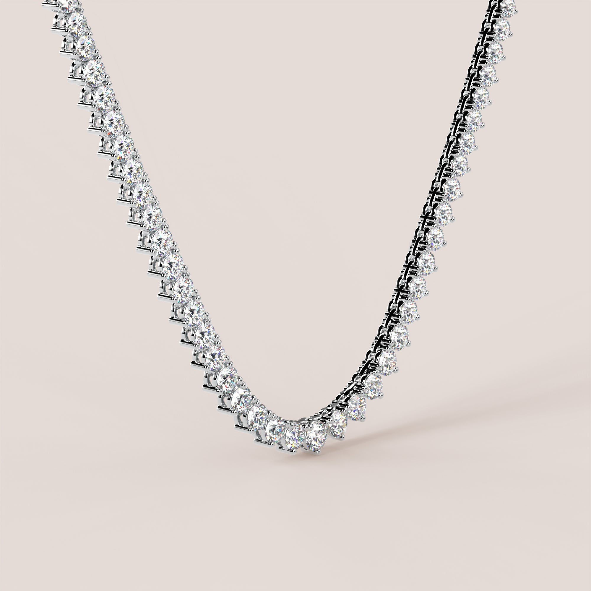 10ct Lab-Grown Diamonds 3-Claw Riviera Diamond Tennis Necklace