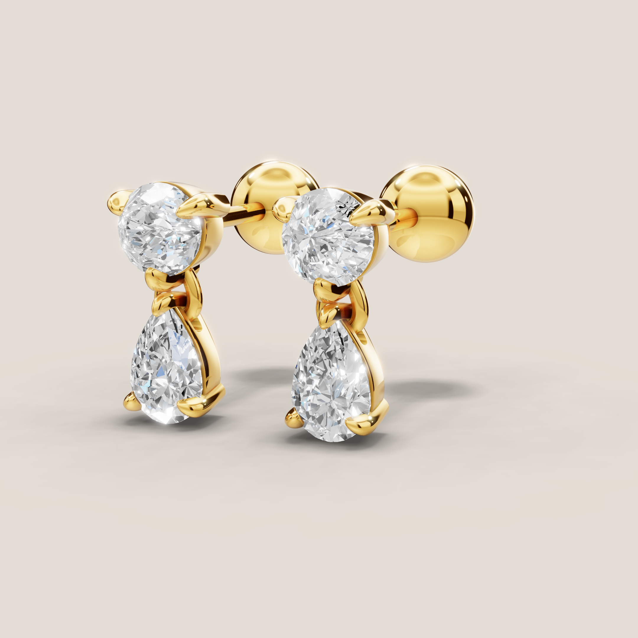 1.2ct TDW Capri minis round + pear diamond studs