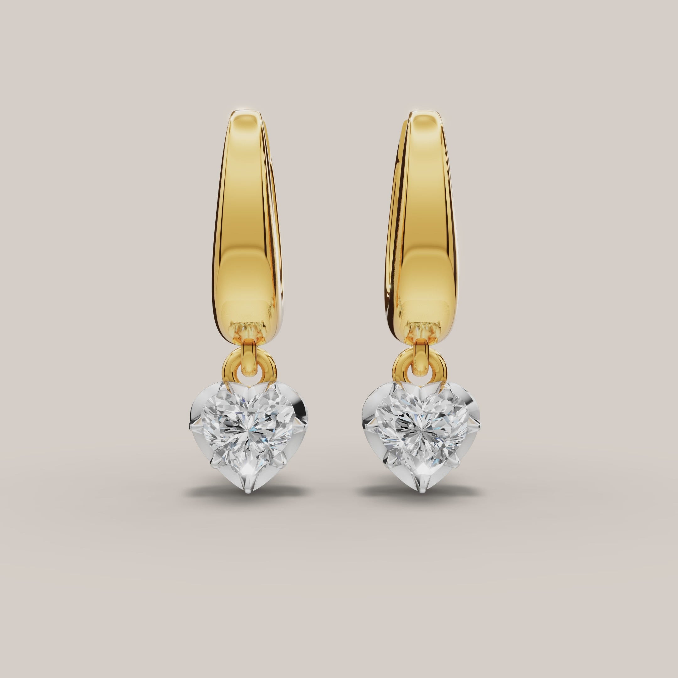 0.6ct TDW Heart Lab Diamond Huggie/ Drop Earrings