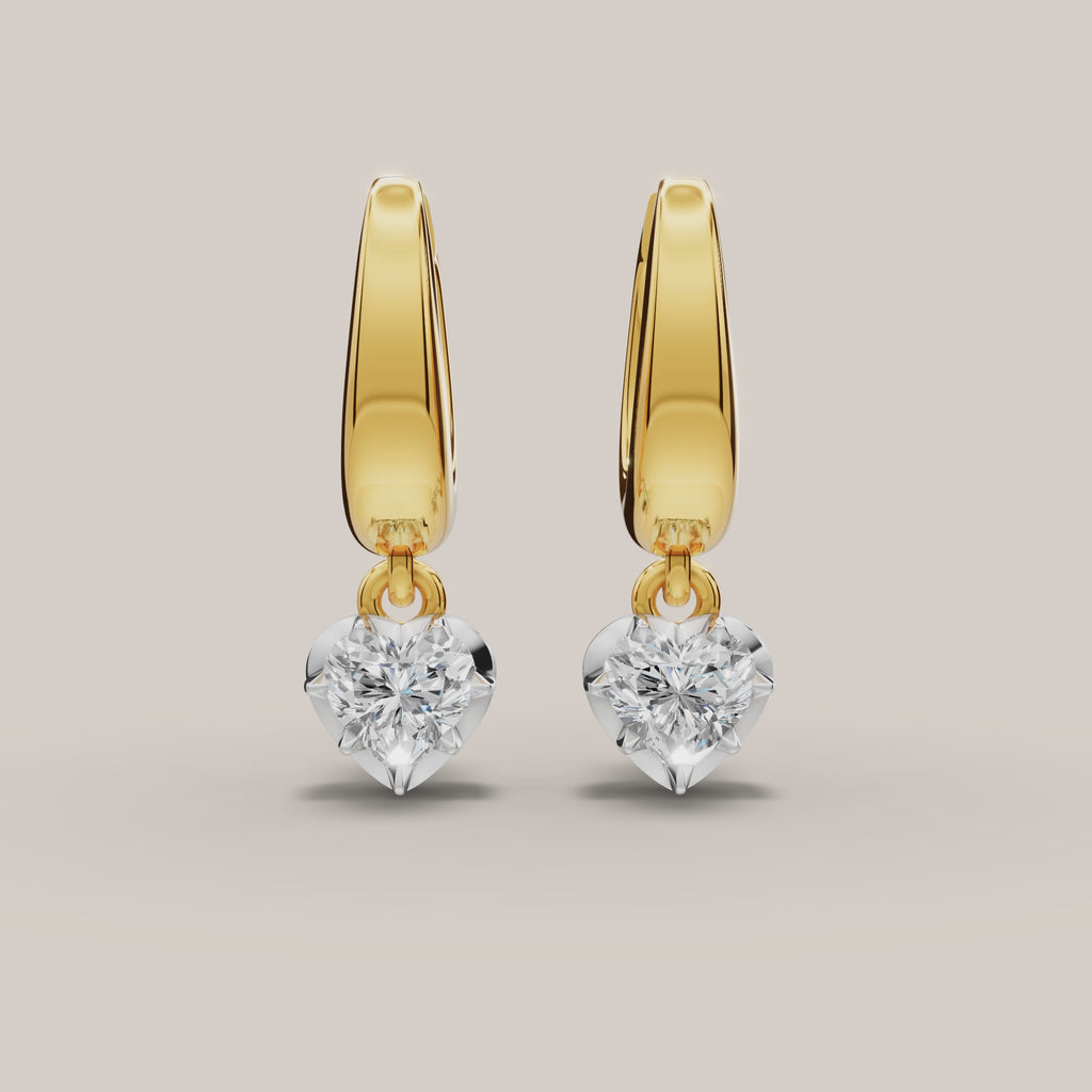 0.6ct TDW Heart Lab Diamond Huggie/ Drop Earrings