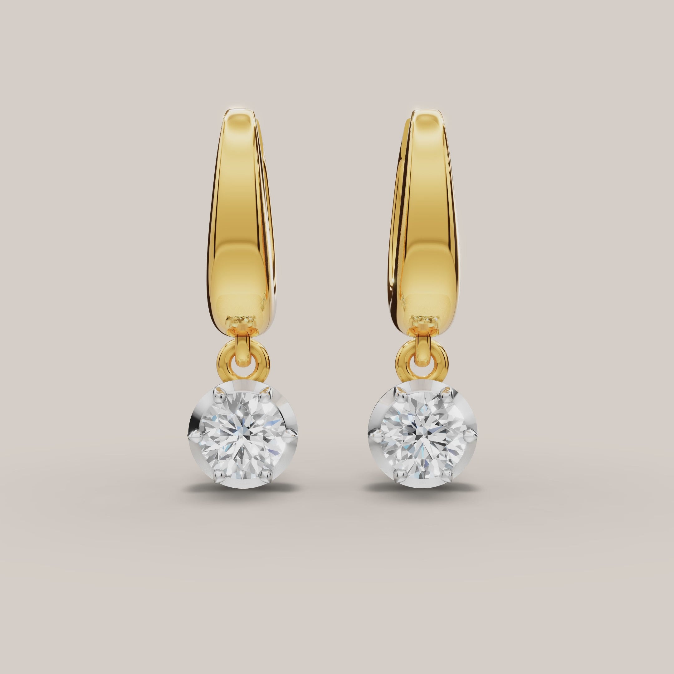 Lab Diamond Georgian cut huggie/ Drop earrings