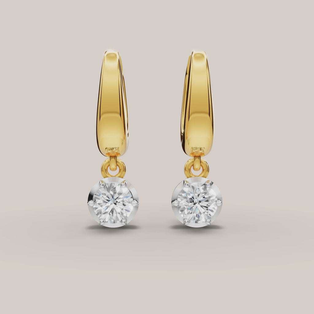 Lab Diamond Georgian cut huggie/ Drop earrings